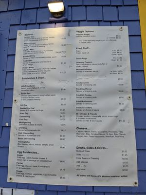 Secondary menu at Burger Barn in Jeffersonville