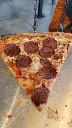 Vegan pepperoni at Mikey's Late Night Slice in Columbus