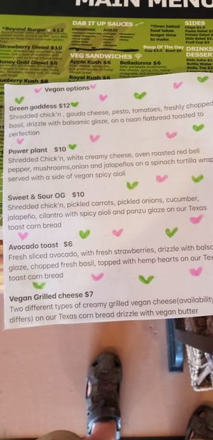 Pure vegan menu other veganized options available at Joint Venture Sandwich & Smoke Shop in Corpus Christi