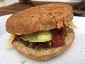 raw vegan burger  at RawAttitude in Malaga