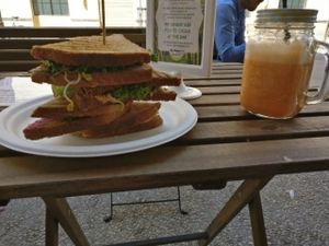 club sandwich and smoothy, ten euros at RawAttitude in Malaga