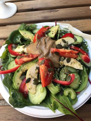 Custom made raw vegan salad—so grateful to owner for accommodating me! at RawAttitude in Malaga