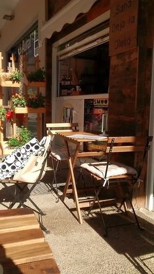 tables outside at RawAttitude in Malaga