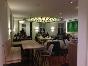 Restaurant (after walking through entrance hall. Looks small but it's bigger in real life) at Die Leckerei in St Gallen