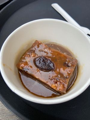 Vegan scone pudding (delicious! Like sticky toffee pudding)  at Pilgrims Coffee House in Lindisfarne