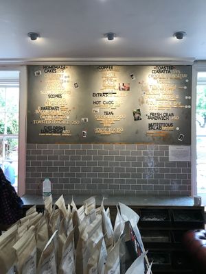 Menu at Pilgrims Coffee House in Lindisfarne