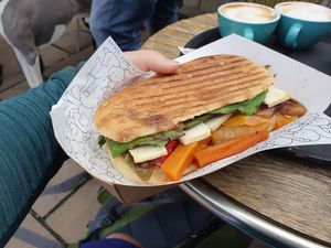 . at Pilgrims Coffee House in Lindisfarne