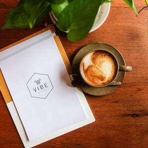 Dairy free organic coffee  at Vibe Cafe in Siem Reap