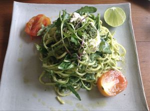 Raw zucchini pasta! at Vibe Cafe in Siem Reap