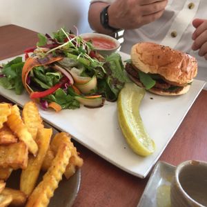burger at Vibe Cafe in Siem Reap