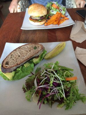 Burger and live sandwich!! at Vibe Cafe in Siem Reap