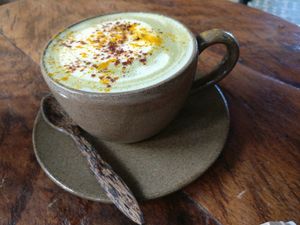 matcha latte at Vibe Cafe in Siem Reap