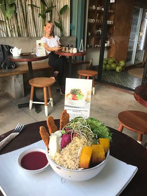 Outdoor seating at Vibe Cafe in Siem Reap