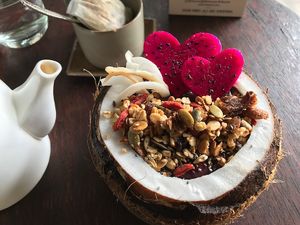 Served in a coconut at Vibe Cafe in Siem Reap