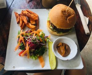 Honest burger  at Vibe Cafe in Siem Reap