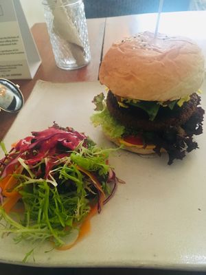 Special - cheese bean burger! at Vibe Cafe in Siem Reap