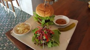 Honest burger...OUT OF THIS WORLD DELISH!  at Vibe Cafe in Siem Reap