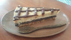 Salted Caramel Chocolate Slice....wasn't my favorite. Tasted like straight dates at Vibe Cafe in Siem Reap