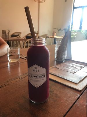 The warrior pressed juice  at Vibe Cafe in Siem Reap