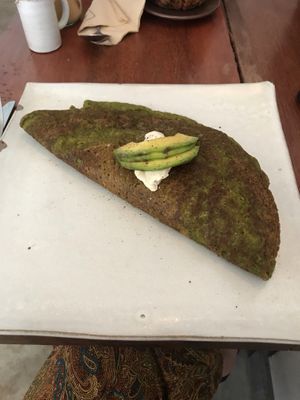 Eggless green omelette  at Vibe Cafe in Siem Reap