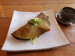 Green omelet at Vibe Cafe in Siem Reap