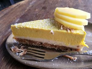 Mango cheesecake at Vibe Cafe in Siem Reap