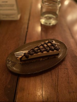 Raw salted caramel and chocolate slice- delicious! at Vibe Cafe in Siem Reap