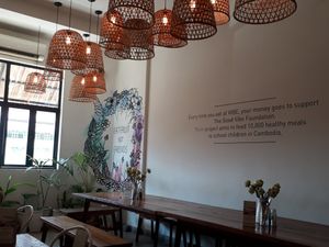 Inside decor at Vibe Cafe in Siem Reap