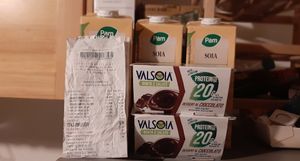 Soia milk €/l 1,20 ; 2 protein chocolate pudding € 2,07 at Pam Supermarket in Venice