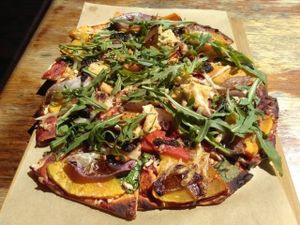 Pumpkin almond fetta pizza at The Green Lion Pub in Rozelle