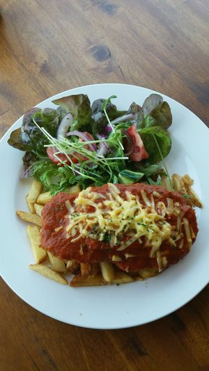 eggplant parmagianna at The Green Lion Pub in Rozelle