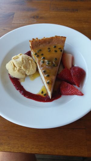 Passion fruit cheese cake at The Green Lion Pub in Rozelle