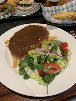 Chicken chnitty w chips at The Green Lion Pub in Rozelle