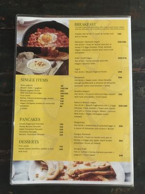 menu at Evergreen Ecolodge in Chitwan National Park