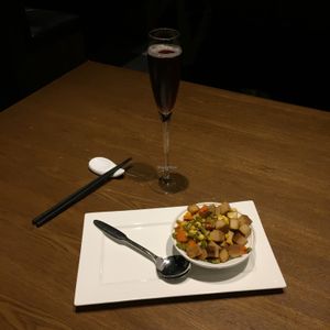 fermented drink & tofu with pickled veggies at Vegelife in Guangzhou