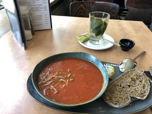 tomatosoup with homemade lovely bread at Stoom in Middelburg