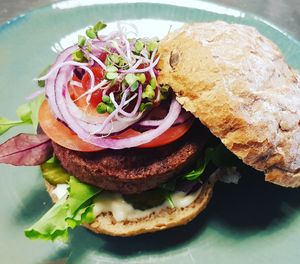Beyond burger on a Pumpkinsead bread at Stoom in Middelburg