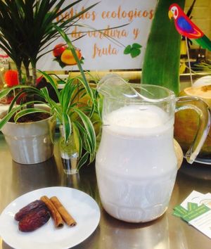 Freshly made almond milk now available! Made with our organic almonds and sweetened with dates and a touch of cinnamon! Healthy and delicious!  at Urban Orchard in Madrid