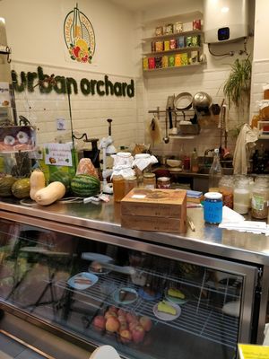Opening time. Many things to prepare at Urban Orchard in Madrid