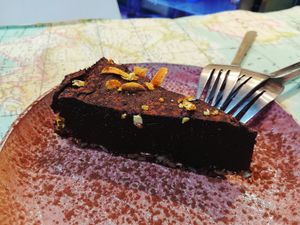 orange chocolate cake at Urban Orchard in Madrid