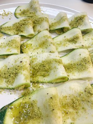 Vegan cheese raviolis  at Urban Orchard in Madrid