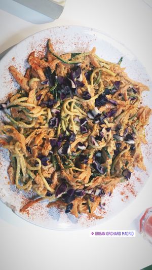 Pad Thai with zucchini noodles  at Urban Orchard in Madrid
