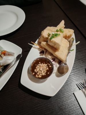 Tofu starter with peanut sauce at Kambuja Marple in Marple
