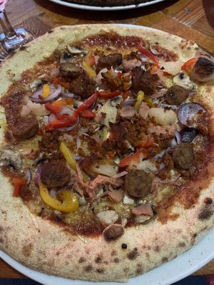 All the plant based meats pizza  at Pizza Punks in Glasgow