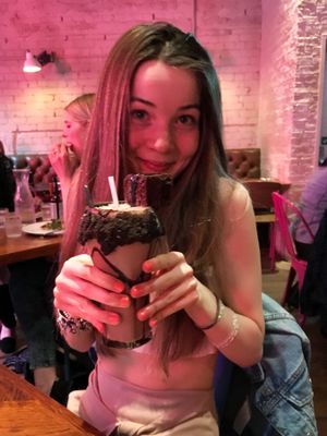 vegan chocolate brownie freakshake. at Pizza Punks in Glasgow