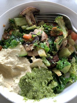 Pesto bowl - delicious! Not oily at all, like some pestos are. The hummus goes surprisingly well with the pesto - which sort of weirded me out. Still, very tasty! at Nourish Cafe & Market in Columbia