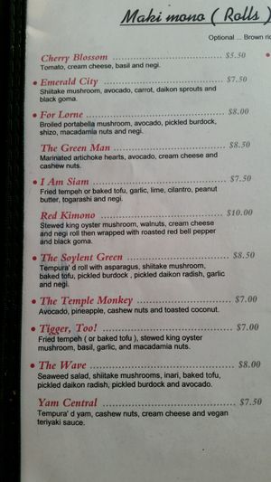 menu 2 at Geisha  in Capitola