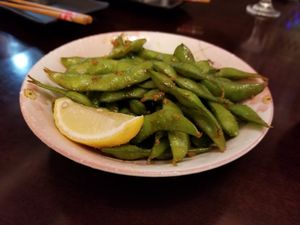 Garlic edamame at Geisha  in Capitola