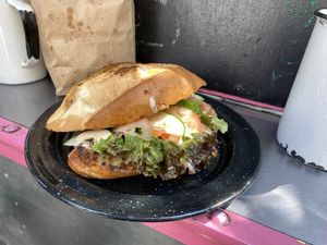 Torta de milanesa  at Maria Bonita Veganos - Food Cart in Mexico City