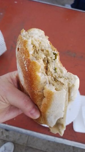 Guajolota de Tamal de Rajas at Maria Bonita Veganos - Food Cart in Mexico City